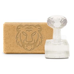 Tampons de savon acrylique clair, fournitures de moules à savon bricolage, rectangle, motif de lion, 60x36x37mm