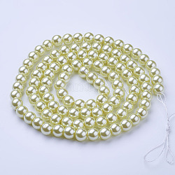 Chapelets de perles en verre nacré, nacré, ronde, miellat, 8mm, Trou: 1mm, Environ 100 pcs/chapelet, 30.71 pouce (78 cm)