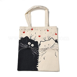 Женские сумки-тоут из холста с принтом, с ручкой, наплечные сумки для покупок, прямоугольник с рисунком кошки, цвет пшеницы, 61 см