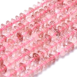 Chapelets de perles aux fraises en quartz naturel, facette, Toupie, 2.5~3x1.5~2mm, Trou: 0.5mm, Environ 250 pcs/chapelet, 14.96 pouce (38 cm)