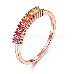 Anillos de dedo de 925 plata esterlina, con circonita cúbica de color arcoíris, colorido, oro rosa, nosotros tamaño 9 (18.9 mm)