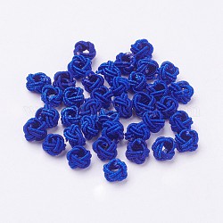 Nylon Cord Woven Beads, Round, Royal Blue, 6~6.5x4.5mm, Hole: 2.5mm, about 93~100pcs/bag