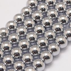 Класс а-магнитных синтетических гематитовых шариков, круглые, 6 мм, отверстие : 1.5 мм, около 73 шт / нитка, 16 дюйм