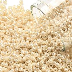 TOHO Round Seed Beads, Japanese Seed Beads, (123) Opaque Luster Light Beige, 11/0, 2.2mm, Hole: 0.8mm, about 1110pcs/bottle, 10g/bottle