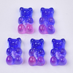 Прозрачные смолы кабошоны, с блеском порошок, два тона, медведь, синие, 18x11x8 мм