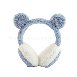 Шерстяная детская регулируемая повязка на голову, зимние наушники на открытом воздухе с медвежьими ушками, стальной синий, 110 мм