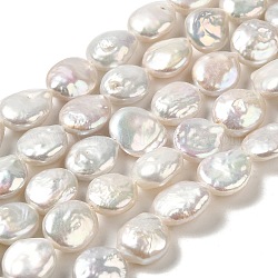 Natural Baroque Pearl Keshi Pearl Beads Strands, Cultured Freshwater Pearl, Button, Grade 3A+, Old Lace, 10~11x4~6mm, Hole: 0.6mm, about 34~35pcs/strand, 15.75~16.30''(40~41.4cm)