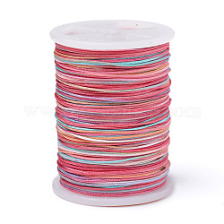 Hilo de poliéster teñido en segmentos, cordón trenzado, colorido, 0.4mm, alrededor de 16.4 yarda (15 m) / rollo