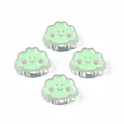 Transparent Acrylic Beads, with Enamel, Cloud, Pale Green, 15x20x8mm, Hole: 3mm