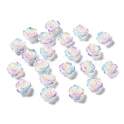 Cabochons tricolores en résine opaque, fleur de couleur arc-en-ciel, colorées, 10x10x4.5mm