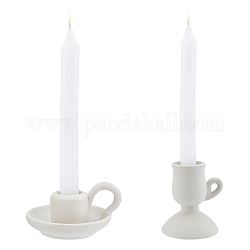 Ahandmaker 2pcs 2 Stil Kerzenhalter aus Keramik, Spitzkerzenhalter, für die Hochzeit Dekoration, weiß, 60~120x50~80 mm, Bohrung: 35 mm, 1pc / style