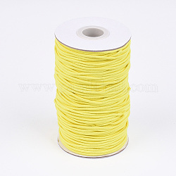 Runde elastische Schnur, mit Faser außen und innen Gummi, Gelb, 2 mm, ca. 76.55 Yard (70m)/Rolle