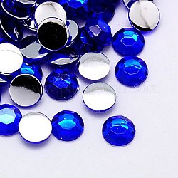 Cabochons en strass d'imitation acrylique de Taiwan, facette, demi-rond, bleu moyen, 5x2mm, environ 10000 pcs / sachet 