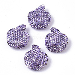 Perles de strass en pâte polymère manuelles, pomme, violette, pp14 (2.0~2.1mm), 22.5~23.5x20~21x8~9mm, Trou: 1.6mm