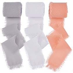 Gorgecraft 3 Rollen 3-farbiges Polyesterband, Fransen-Chiffon-Seidenband, für Hochzeitseinladungen, Blumensträuße, Geschenkpapier, Mischfarbe, 1-1/2 Zoll (38 mm), ca. 5 m / Rolle, 1 Rolle / Farbe