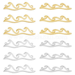 Unicraftale 20Pcs 2 Colors 304 Stainless Steel Connector Charms, Wave Shaped Links, Golden & Stainless Steel Color, 28x7.5x1mm, Hole: 1.2mm, 10pcs/color
