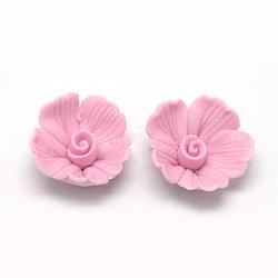 Cabochon in ceramica fatti a mano, fiore, perla rosa, 17~18x17~18x7~8mm