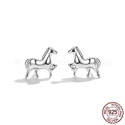 Серьги-гвоздики из стерлингового серебра с родиевым покрытием, лошадь, платина