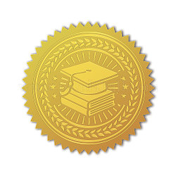 Pegatinas autoadhesivas en relieve de lámina de oro, etiqueta engomada de la decoración de la medalla, libro, 5x5 cm