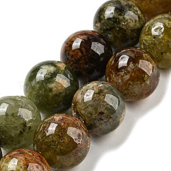 Естественный зеленый гранат бисер нитей, андрадитовые бусины, круглые, 12 мм, отверстие : 1 мм, около 32 шт / нитка, 15.3 дюйм (39 см)