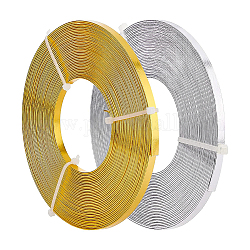Aluminum Wire, Flat, Mixed Color, 5mm, about 10m/roll, 2 colors, 1roll/color, 2rolls/box