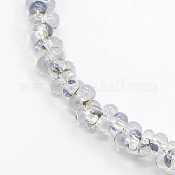 Electroplate Glass Beads Strands, Full Pearl Luster Plated, Bone, Light Grey, 2x4mm, Hole: 1mm, about 300pcs/strand, 19.2inch