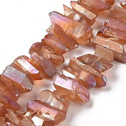 Brins de perles de cristal de quartz naturel, teinte, pépites, corail, 15~30x4~8x4~7mm, Trou: 1mm, 8 pouce