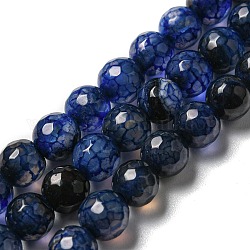 Natürliche Achat Perlen Stränge, gefärbt und erhitzt, Runde, facettiert, Mitternachtsblau, 6 mm, Bohrung: 1 mm, ca. 62 Stk. / Strang, 14.37~14.76 Zoll (36.5~37.5 cm)