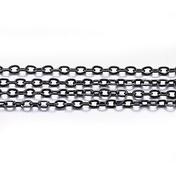 Cadenas hechas a mano del cable del acero inoxidable 304, soldada, con carrete, Plano Oval, electroforesis negro, 2x1.5x0.4mm, aproximadamente 65.61 pie (20 m) / rollo