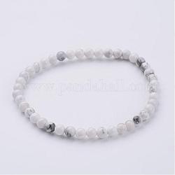Howlite naturelle bracelets de perles extensibles, avec du fil de fibre élastique, 2-1/4 pouce (55 mm)