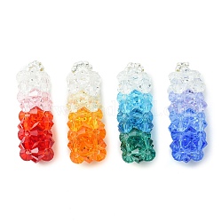 4 Stück 4-farbige facettierte Glasanhänger, mit Glasperlen, Mischfarbe, 28x9.5x9.5 mm, Bohrung: 4x2 mm, 1 Stück / Farbe