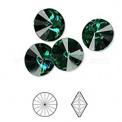 Cabochon strass in cristallo austriaco, passioni cristallo, sventare indietro, sfaccettato rivoli, 1122, 205 _emerald, 8.164~8.421mm