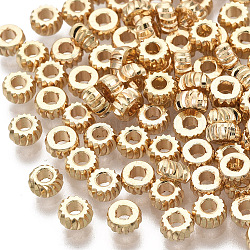 Messing Perlen, Nickelfrei, Rondell, Twist, echtes 18k vergoldet, 3x1.5 mm, Bohrung: 1.2 mm