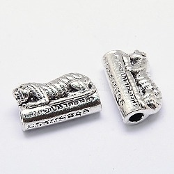 Tiger Brass Tube Beads, Nickel Free, Antique Silver, 25x15x9mm, Hole: 4mm