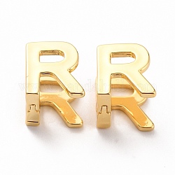 Начальные серьги-кольца для женщин, латунные серьги с золотыми буквами, буква r, 12x10x9.5 мм, штифты : 0.8 мм