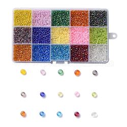 180g15色ガラスシードビーズ  透明色の虹  ラウンド  ミックスカラー  8/0  3~4x2~3mm  穴：0.8~1mm  12 G /カラー