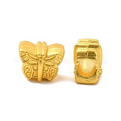 Rack Plating Alloy European Beads, Large Hole Beads, Lead Free & Cadmium Free & Nickel Free, Butterfly, Matte Gold Color, 9.5x12.3x8mm, Hole: 4.7mm