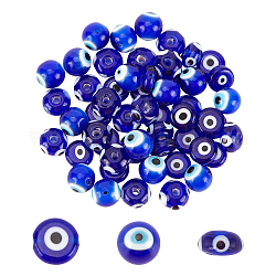 Chgcraft 72 pièces perles de chalumeau faites à la main, formes mixtes, bleu, 9~11x4~10mm, Trou: 1~2mm