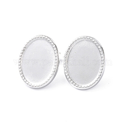 304 Stainless Steel Stud Earring Finding, Earring Settings, Oval, Stainless Steel Color, Tray: 16x12mm, 18.3x14.5mm, Pin: 0.8mm
