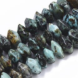 Brins de perles turquoises africaines naturelles (jaspe), pépites, facette, 9.5~11x6~7mm, Trou: 1.2mm, Environ 30~32 pcs/chapelet, 7.48 pouce (19 cm)