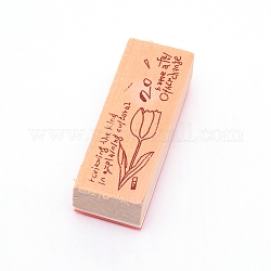 Деревянные марки, с резиновой, прямоугольные, цветочным узором, 55x22x19 мм