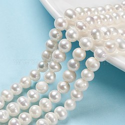 Natural Cultured Freshwater Pearl Beads, Grade A, Potato, Antique White, 6~7mm, Hole: 0.8mm, 14.1~14.5 inch