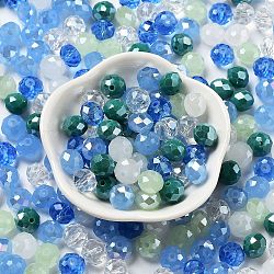 Perles en verre, facette, rondelle, bleu clair, 10x8mm, Trou: 1mm, environ 560 pcs/500 g