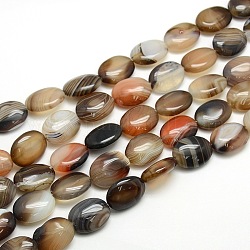 Natural Striped Agate/Banded Agate Oval Bead Strands, Dyed, Tan, 20x15x8mm, Hole: 1.2mm, about 20pcs/strand, 15.74 inch