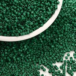 Perlas de semillas cilíndricas, colores esmerilado, tamaño uniforme, verde, 2x1.3~1.5mm, agujero: 0.8~1 mm, aproximamente 888 unidades / 10 g