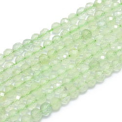Perline Prehnite naturale fili, sfaccettato, tondo, 4mm, Foro: 0.8 mm, circa 91pcs/filo, 15.7 pollice (40 cm)