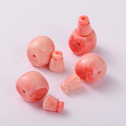 Seashell 3-Hole Guru Buddha Beads, T-Drilled Beads, Salmon, 18x15mm, Hole: 2~2.5mm