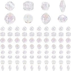 Pandahall elite 80pcs 8 Stil transparente europäische Acrylperlen, ab Farbe plattiert, Großloch perlen, Rondell & Doppelkegel & Raute & Flachrund & Würfel & Polygon, klar ab, 10pcs / style