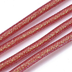 PVC Tubular Synthetic Rubber Cord, Hollow Pipe, with Glitter Powder, Crimson, 5.5mm, Hole: 2.5mm, about 54.68 yards(50m)/bundle