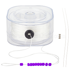 Cordons polyester, avec fil conducteur et boucle, blanc, 0.8mm, environ 76.55 yards (70 m)/rouleau